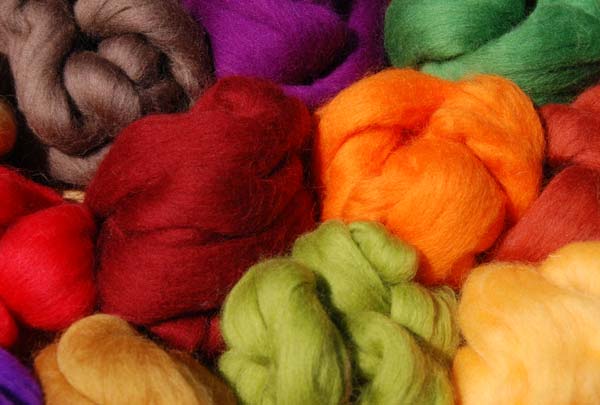 Vibrant Colored Wool Fibers